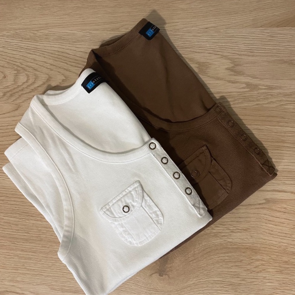 White and brown tank tops